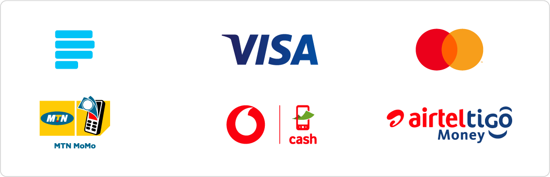 Paystack — MTN MoMo, Telecel Cash, AirtelTigo Money, Visa, Mastercard