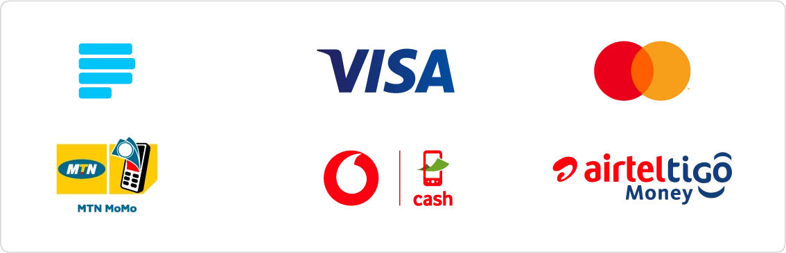 Paystack — MTN MoMo, Telecel Cash, AirtelTigo Money, Visa, Mastercard